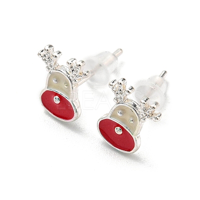 Christmas Theme Brass Stud Earrings EJEW-D062-01I-S-1