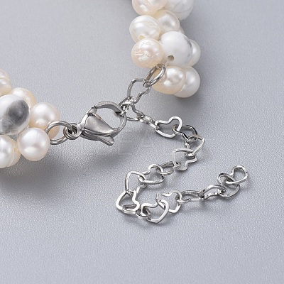 Natural Howlite Beads Bracelets BJEW-JB04604-03-1