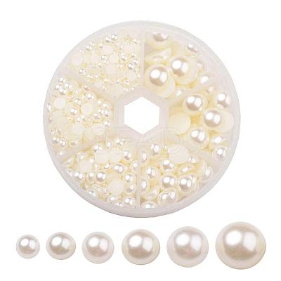 1Box ABS Plastic Imitation Pearl Dome Cabochons SACR-JP0001-24-1