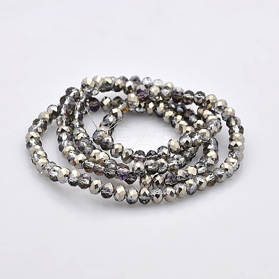 Half Plated Faceted Rondelle Electroplate Glass Beads Strands GLAA-A024C-HP04-1