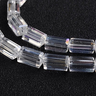 AB Color Plated Faceted Cuboid Electroplate Glass Beads Strands EGLA-F109-A01-1