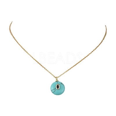 Natural & Synthetic Mixed Stone Geometric Pendant 304 Stainless Steel Cable Chain Necklaces NJEW-JN06675-1