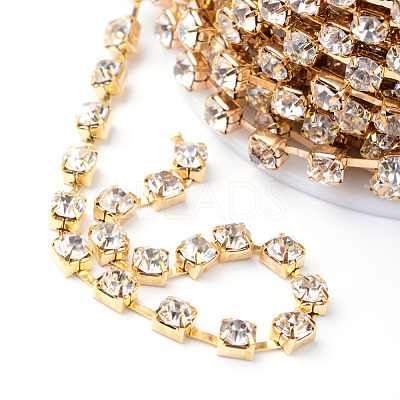 Brass Rhinestone Strass Chains CHC-T002-SS12-01C-1