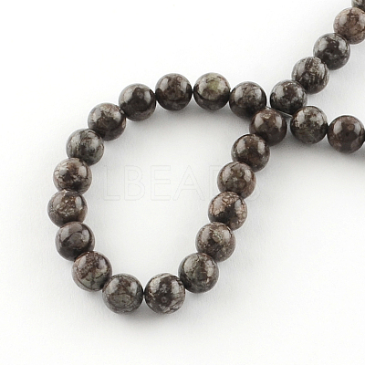Round Natural Red Snowflake Obsidian Beads Strands G-R324-6mm-01-1