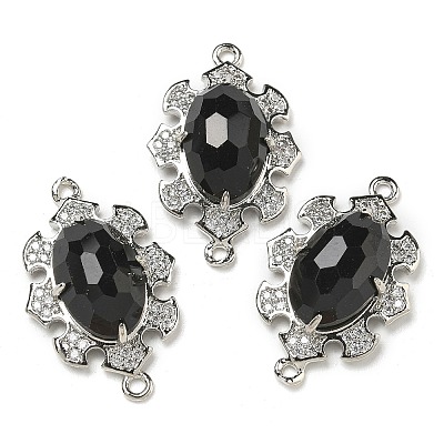 Natural Obsidian Faceted Oval Connector Charms G-G181-06P-06-1