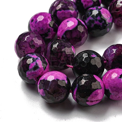 Faceted Natural Fire Crackle Agate Beads Strands G-F447-12mm-N18-1