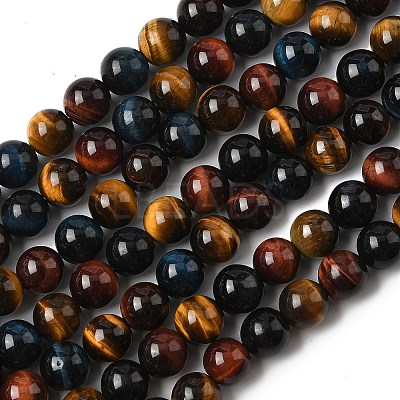 Natural Tiger Eye Beads Strands X-G-F173-14-10mm-1