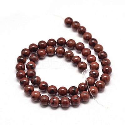 Natural Mahogany Obsidian Round Bead Strands G-P072-44-10mm-1