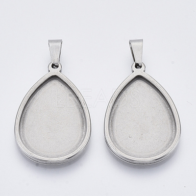 Non-Tarnish 201 Stainless Steel Pendant Cabochon Settings STAS-R101-01-1