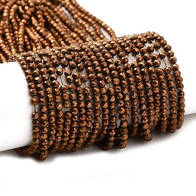 Electroplate Glass Beads Strands GLAA-H021-01B-FP01-1