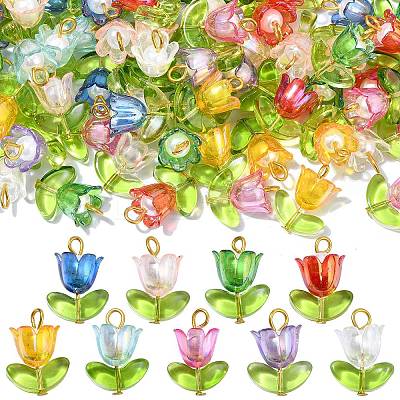 90Pcs 9 Colors Acrylic Lampwork Pendants PALLOY-CJ00048-1