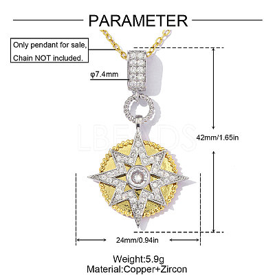 Brass Micro Pave Clear Cubic Zirconia Pendants CU-OY001-57G-1