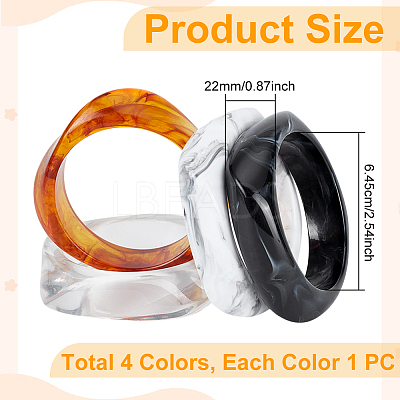 4Pcs 4 Colors Acrylic Bangles BJEW-UN0001-80B-1
