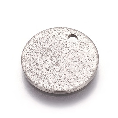 Tarnish Resistant 304 Stainless Steel Textured Pendants STAS-I098-01-12mm-P-1