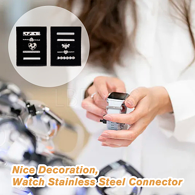 10Pcs 10 Style Rectangle Alloy Watch Band Charms Set with Crystal Rhinestone FIND-DC0004-57-1