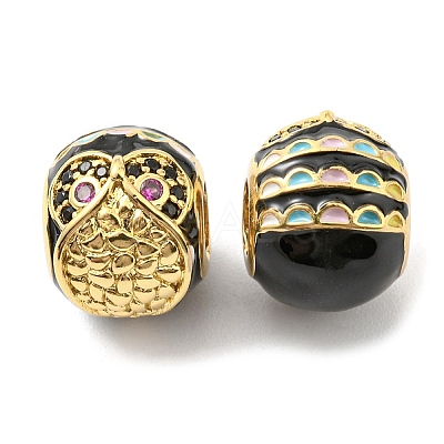 Rack Plating Brass Micro Pave Cubic Zirconia European Beads KK-M247-21G-1