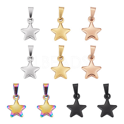 10Pcs 5 Colors 304 Stainless Steel Pendants STAS-TA0006-46-1