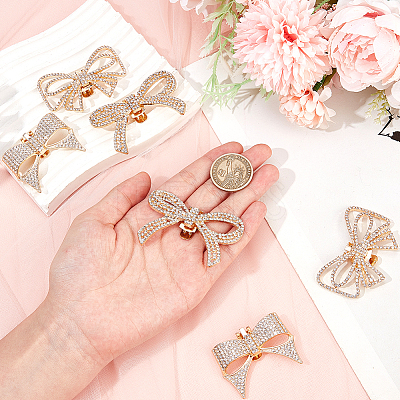 6Pcs 3 Styles Bowknot Alloy Rhinestone Shoe Decorations FIND-CP0002-22B-1