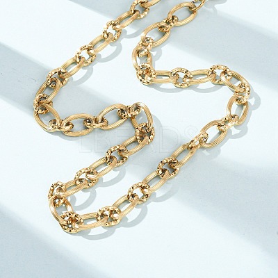 8MM 304 Stainless Textured Oval Link Chain Necklaces SA-CBA725A-26G-1