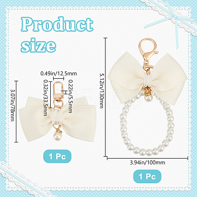 2Pcs 2 Styles Zinc Alloy with Plastic and Polyester Keychain KEYC-BBC0001-03-1