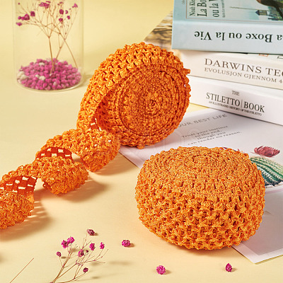 2 Rolls 2 Sizes Polyester Elastic Ribbon EW-TA0001-02G-1