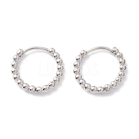 Rack Plating Brass Beaded Huggie Hoop Earrings for Women KK-D069-09P-RS-1