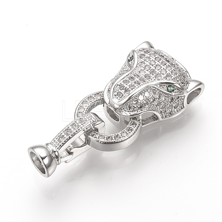 Brass Micro Pave Cubic Zirconia Fold Over Clasps ZIRC-S058-02P-1