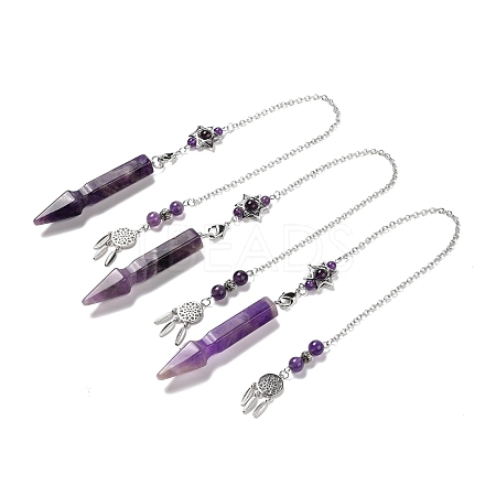 Natural Amethyst Pointed Dowsing Pendulums G-I322-01P-08-1