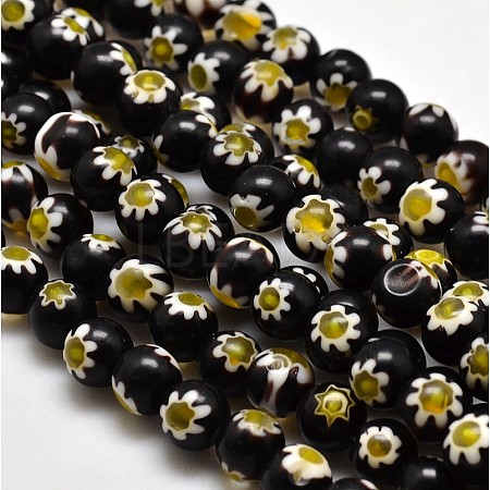 Round Millefiori Glass Beads Strands LK-P002-08-1