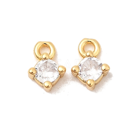 Brass Micro Pave Cubic Zirconia Pendants KK-P340-29G-1
