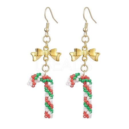 Christmas Theme Glass Seed Beaded Dangle Earrings for Women EJEW-MZ00215-1
