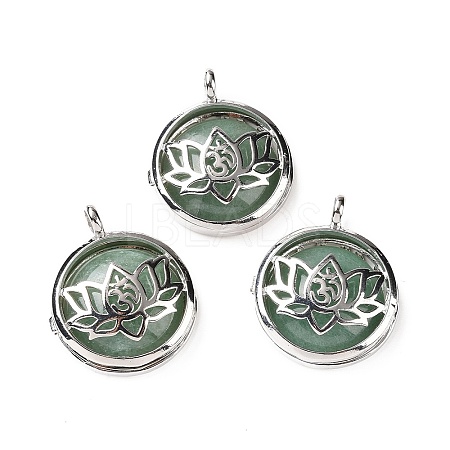 Natural Green Aventurine Locket Pendants G-G982-01P-01-1