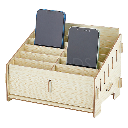 12-Grid Wooden Cell Phone Storage Box CON-WH0094-04B-1