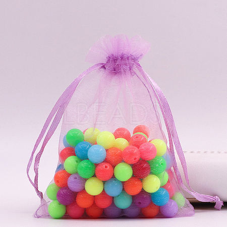 Rectangle Organza Drawstring Bags CON-PW0001-054A-22-1