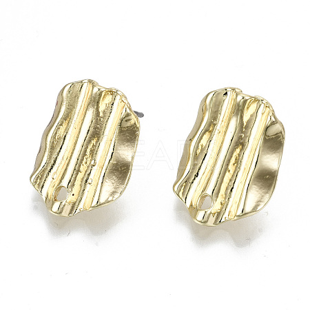 Rack Plating Hammered Alloy Stud Earring Findings PALLOY-N155-61-NR-1