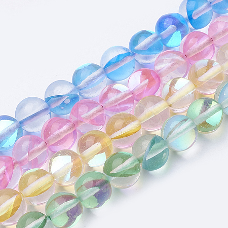Synthetic Moonstone Beads Strands G-S283-8mm-M1-1