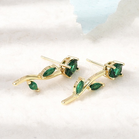 Brass Micro Pave Cubic Zirconia Stud Earrings KK-CBA8324-20G-02-1