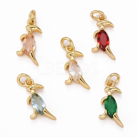 Brass Cubic Zirconia Pendants ZIRC-J025-86G-1