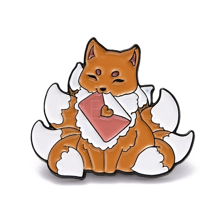 Nine Tailed Fox with Envelope Enamel Pin JEWB-O005-A01-1