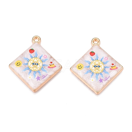 Printed Rack Plating Alloy Enamel Pendants ENAM-T020-05A-1