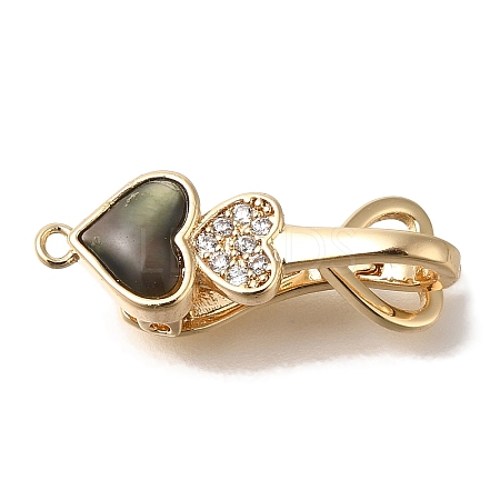 Brass Black Lip Shell Fold Over Clasps KK-K389-138G-1