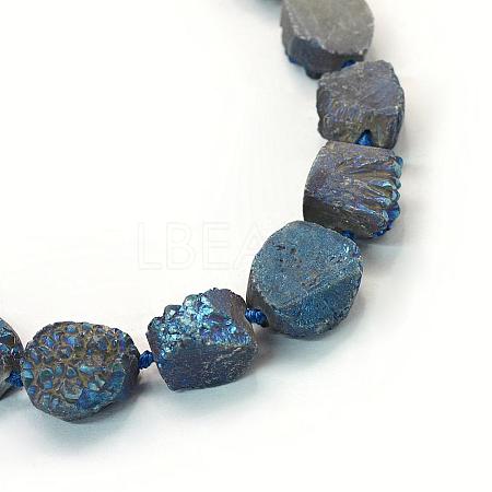 Electroplate Natural & Dyed Druzy Quartz Crystal Bead Strands G-L456-40B-1