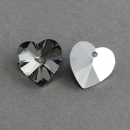 Heart Electroplated Glass Pendants EGLA-R082-02-1
