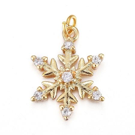 Brass Micro Pave Clear Cubic Zirconia Pendants LS-KK-I674-21G-1