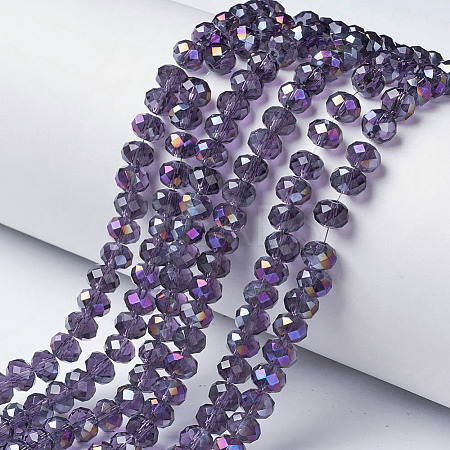 Electroplate Transparent Glass Beads Strands EGLA-A034-T6mm-F09-1