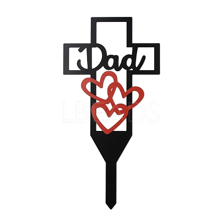 Halloween Iron Dad Heart Memorial Grave Plaque Stake Inserts Decoration FIND-WH0152-159A-1