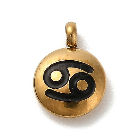 304 Stainless Steel Black Enamel Charms STAS-R009-02G-04-1