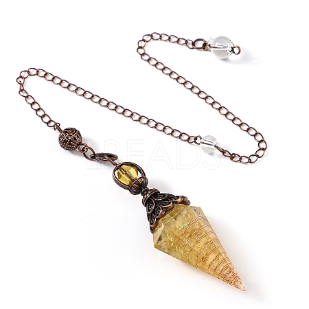 Synthetic Yellow Quartz & Resin Hexagonal Pointed Dowsing Pendulums PW-WG7D05E-03-1