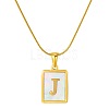 Stainless Steel Snake Bone Chain Alphabet Necklace with Shell Pendant WD3660-10-1