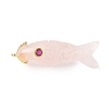 Natural Rose Quartz Carved Pendants G-P599-07G-04-1